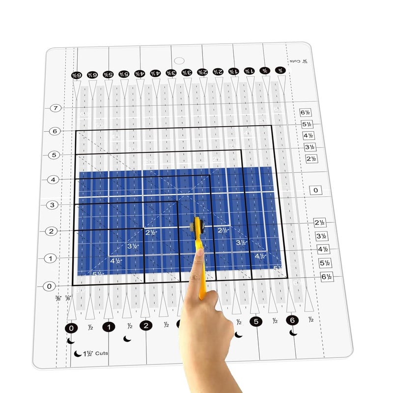 LuxLoome Quilting Ruler,8.5 * 12.5",Slotted Patchwork Ruler & Template,Non-Slip Grip Acrylic Fabric Strip Cutting, Sewing, Crafting - Image 1
